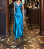 Vintage Royal Blue Backless Satin Prom Dress - Backless Sexy Empire Dress - Glitter Beaded Evening Dress for Quinceanera&Birthday HZ1108