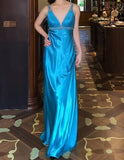 Vintage Royal Blue Backless Satin Prom Dress - Backless Sexy Empire Dress - Glitter Beaded Evening Dress for Quinceanera&Birthday HZ1108