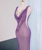 Noble Purple Mermaid Gown - Glitter Rhinestone Tulle Prom Dress for Special Ocassions HZ1108