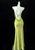Gentle Satin Swing Neck Spaghetti Straps Mermaid Gown Elegant Backless Prom Dress for Quinceanera&Graduation HZ1108