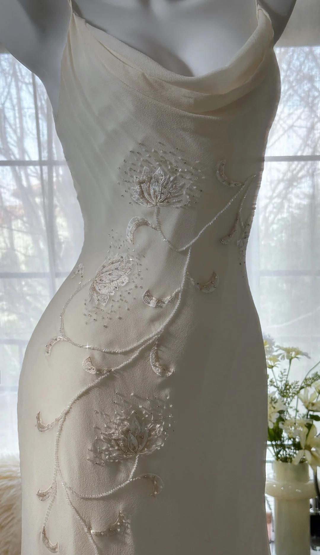 ??Y2K Fairytale White Chiffon Short Prom Dress Vintage Applique Beading Party Dresses HZ1108