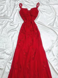 Retro Fairytale Red Chiffon Prom Dress for Party&Birthday Glitter Beaded Applique Evening Gown HZ1108