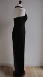 Vintage Black Chiffon Beaded Neck Prom Dresses Elegant White Ruffle Party Dresses HZ1108