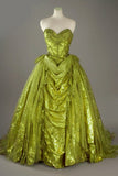 Classic Gold Sweetheart Glitter Beaded Tulle Ball Gowns Formal Evening Gowns HZ1108