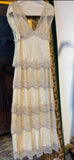 Elegant Pearl White V-neck Chiffon Beaded Evening Dresses Simple Wedding Guest Dresses with Embroidered Appliques HZ1108