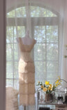 Elegant Pearl White V-neck Chiffon Beaded Evening Dresses Simple Wedding Guest Dresses with Embroidered Appliques HZ1108