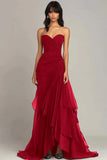 Elegant Mermaid Dark Green Sweetheart Tulle Long Prom Dresses Formal Evening Dresses with Rufflest HZ1108