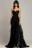 Elegant Mermaid Dark Green Sweetheart Tulle Long Prom Dresses Formal Evening Dresses with Rufflest HZ1108