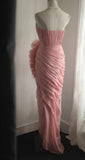 Sweet Peach Strapless Sheath Evening Dress Simple Bridesmaid Dress HZ1108