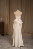 Elegant Tulle Lace Strapless Two-piece Evening Dress Simple Wedding Dress HZ1108