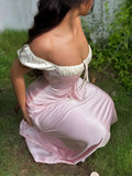 Elegant Off Shoulder Sheath Satin Evening Dresses Gorgeous Party Dresses HZ1108