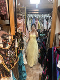 Fairytale Yellow Chiffon Cocktail Party Dresses Halter Neck Sleeveless Guest Dresses HZ1108