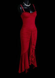 Classic Red Chiffon Spaghetti Straps Mermaid Party Dresses HZ1108