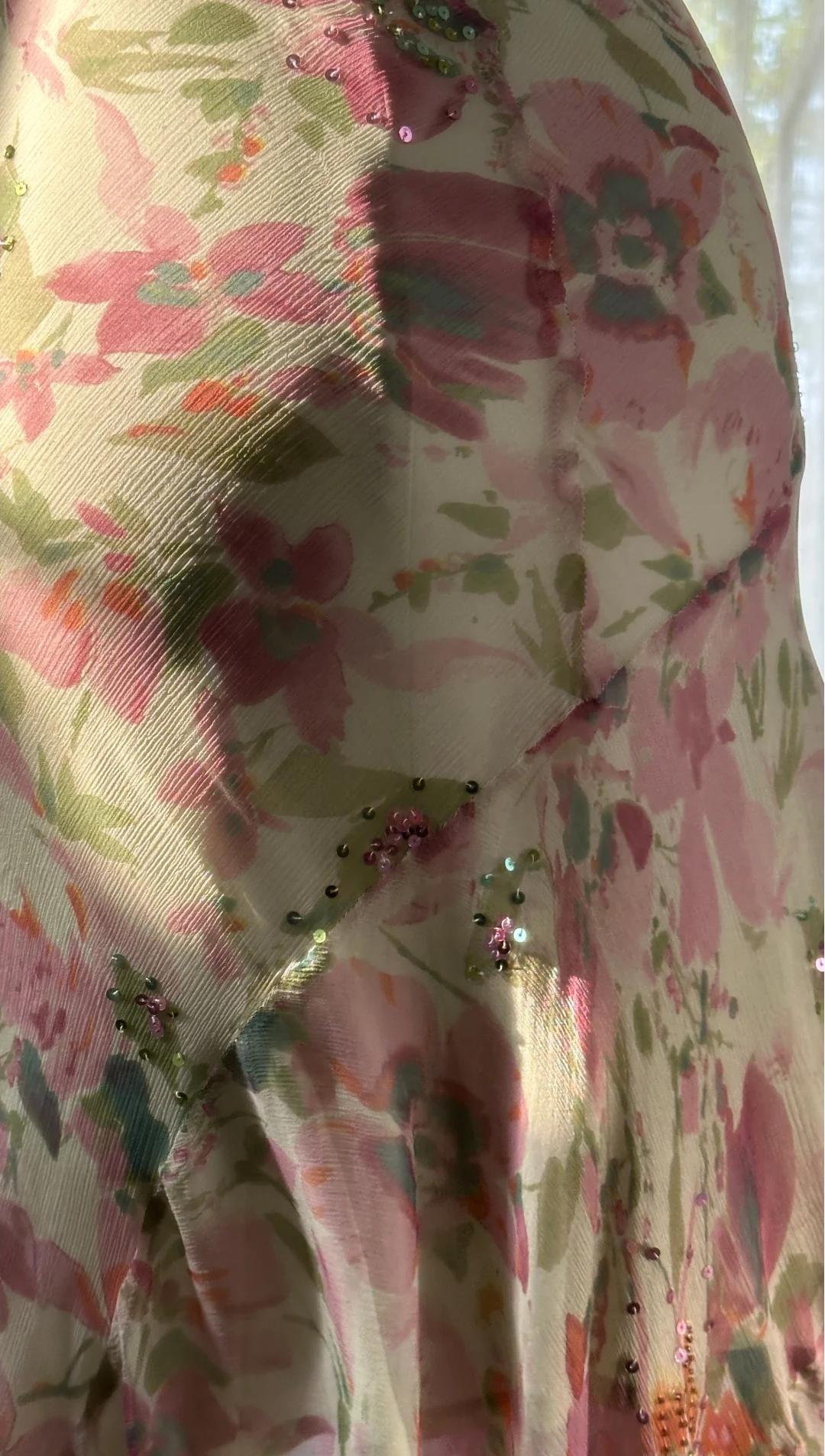 Gentle Printed Chiffon Sequin Mermaid Formal Dresses Spaghetti Strap Vintage Evening Dress HZ1108