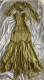 Vintage Spaghetti Straps Mermaid Lace Chiffon Prom Dresses with Beading HZ1108