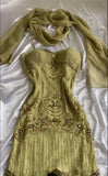 Vintage Spaghetti Straps Mermaid Lace Chiffon Prom Dresses with Beading HZ1108