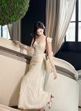 Hollow Butterfly Embroidery Dress French Summer Vacation Waist Gentle Dress HZ1108