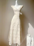 Hollow Butterfly Embroidery Dress French Summer Vacation Waist Gentle Dress HZ1108