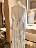 Vintage Palace Style Lace Chiffon Prom Dresses Fairytale Birthday Evening Gowns HZ1108