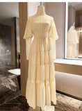 Vintage Palace Style Lace Chiffon Prom Dresses Fairytale Birthday Evening Gowns HZ1108