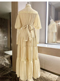 Vintage Palace Style Lace Chiffon Prom Dresses Fairytale Birthday Evening Gowns HZ1108