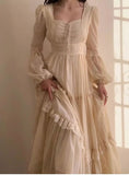 Vintage Palace Style Lace Chiffon Prom Dresses Fairytale Birthday Evening Gowns HZ1108