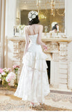 Sweet Light Apricot Spaghetti Strap Chiffon Ruffle Hi-Lo Birthday Party Dress HZ1108