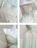 Fairytale Green Tulle Spaghetti Strap A-Line Birthday Prom Dress Sweet 16 Evening Gowns HZ1108