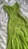 Fairytale Bud Green Sheath Short Prom Dresses Chiffon Beaded Backless Party Dress HZ1108
