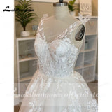 Wedding Dresses Summer 2023 Tea Length Robe De Mariée V-Neck Lace appliques Bride Dress Vestido De Novia