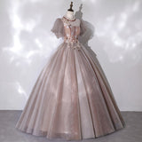 De Bal 2023 Sweet Quinceanera Dresses O Neck Short Sleeve Ball Gown Colorful Vestidos De 15 Anos Quinceanera 2023