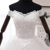 Novias New Arrival Africa Style Korean Lace Applique Wedding Dress V Neck off Shoulder Plus Size Bridal Gown Dress Princess