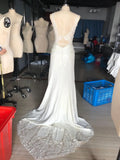 Boho Wedding Dresses V-Neck Appliques Lace Keyhole Back Mermaid Wedding Gown Custom Made Bride Dresses Real Photos
