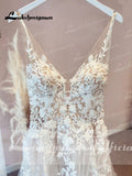 Unlined Bodice FLowy A Line Tulle Wedding Dress With V Neck Bridal Gown Beach Bridal Gown trouwjurk Robe de mariee