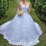 Elegant Amazing Neck Robe De Mariee Backless Princess Embroidery Vestido De Noiva Wedding Dress Luxury Lace Bride Dresses