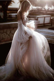 Beach Wedding Dresses Pink 2023 Elegant Sweetheart Lantern Sleeve A-Line Lace Appliques Boho Bridal Gowns Custom Made 925