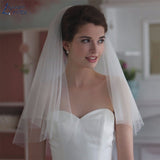 NICEB White Ivory Tulle Short Elbow Length Veils 2 Layers Wedding Accessories Short Wedding Veil In Stock Hot Selling