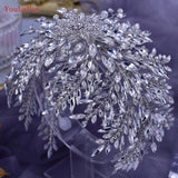 HP420 Luxury Bridal Tiara Wedding Headband Rhinestone Wedding Hair Accessories Handmade Bride Headpiece Head Jewelry