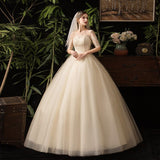 Champagne Wedding Dress Half Sleeve Simple Lace Fashion Wedding Gown Plus Size Bridal Dresses Vestido De Noiva X