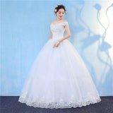 Elegant Lace Vintage White Wedding Dresses Boat Neck Off The Shoulder Plus Size Ball Gown Robe de Cheap With Appliques