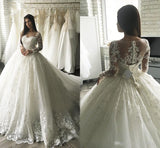 Gorgesous Long Sleeves Ball Gown Lace Wedding Dresses Luxury Summer Dress 2023 Bridal Gown vestido De Noiva robe de mariee