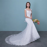 Novias Illusion Sexy Mermaid Wedding Dress New Style Korean Lace Appliques Sequined Fishtail Bride Princess estidos de noiva