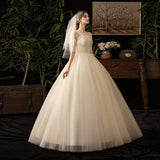 Champagne Wedding Dress Half Sleeve Simple Lace Fashion Wedding Gown Plus Size Bridal Dresses Vestido De Noiva X