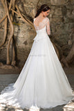 Long Sleeves Vestido De Noiva Wedding Dresses Lace Appliques A Line Buttons Bridal Gowns for Brides Vestido de Noiva