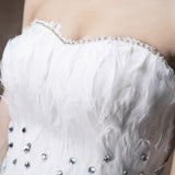 Dress Strapless Front Short Beck Long Ball Gown Princess Luxury Feather Wedding Dresse Vestido De Noiva