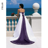 De Novia Satin Embroidery Wedding Dresses 2023 Strapless Lace-up Court Train Bride Gowns Colored Custom Made