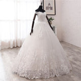 Novias New Arrival Africa Style Korean Lace Applique Wedding Dress V Neck off Shoulder Plus Size Bridal Gown Dress Princess