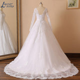 NICEB Ball Gown Wedding Dress Long Sleeves Robe De Mariee Fashion Charming Lace Appliques Backless O Neck Women Custom