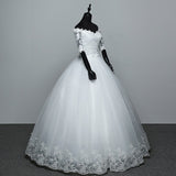 Sale Wedding Dress New Arrival Appliques Embroidery Lace Half Sleeve Sexy Boat Neck off shoulder Gown vestido de noiva