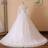 NICEB Long Sleeves Wedding Dresses Luxury Ball Gowns Robe De Mariee Appliques Lace Beading Bride Illusion Vestidos Novia
